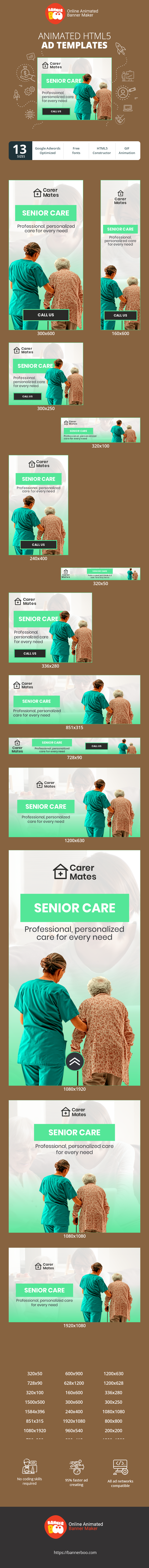 Banner ad template — Senior Care — Professional, Personalized Care For Every Need