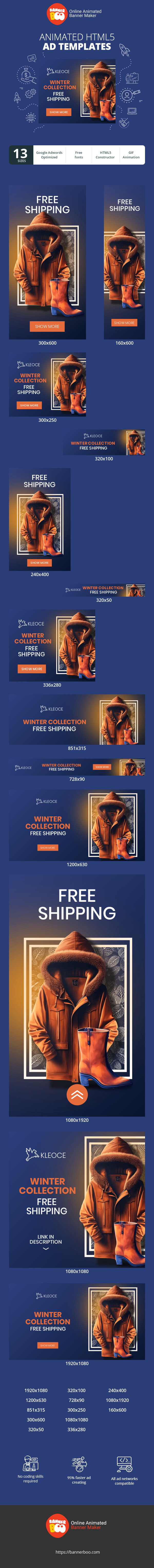Banner ad template — Winter Collection Free Shipping — E-Commerce