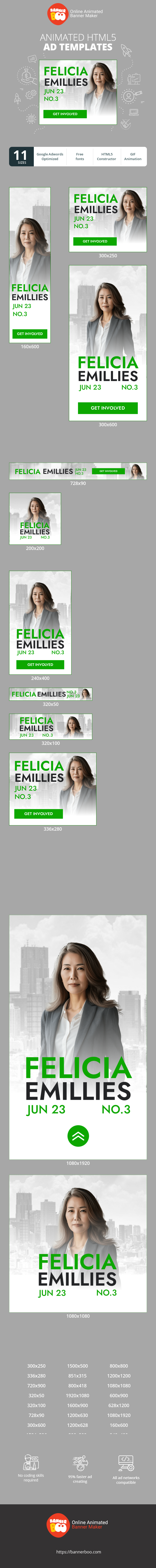 Banner ad template — Felicia Emillies 23 Jun NO.3 Shape Tomorrow Vote Today — Polling Day