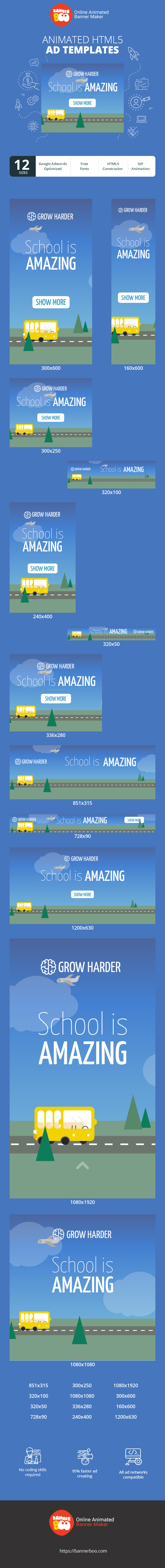 Banner ad template — School Is Amazing — Education Bus