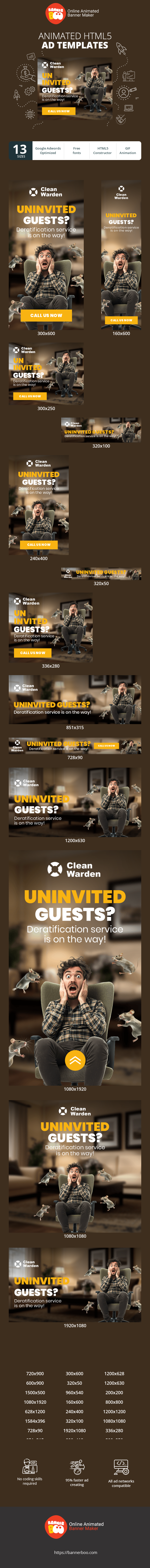 Banner ad template — Uninvited Guests? — Deratification Service Is On The Way!