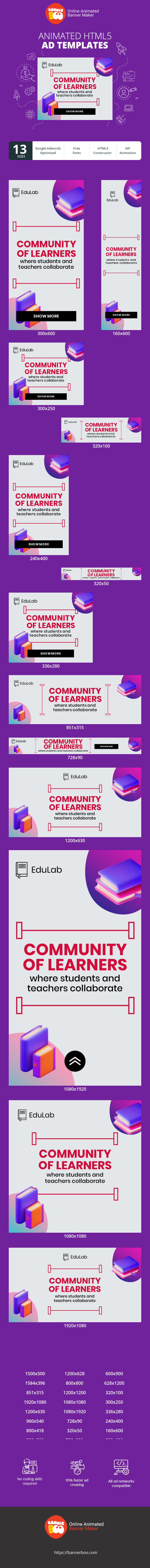 Banner ad template — Community Of Learners — Where Students And Teachers Collaborate