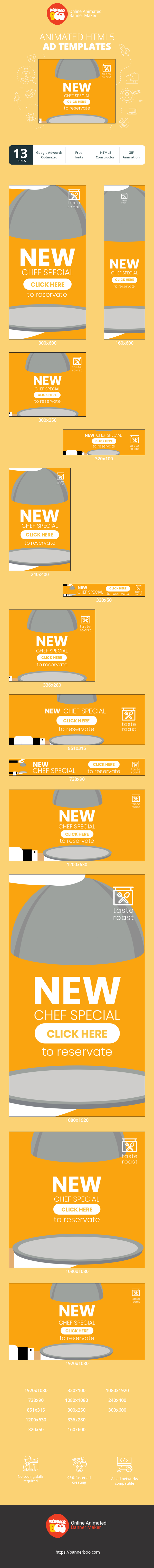 Шаблон рекламного баннера — New Chef Special — Cleck Here To Reservate