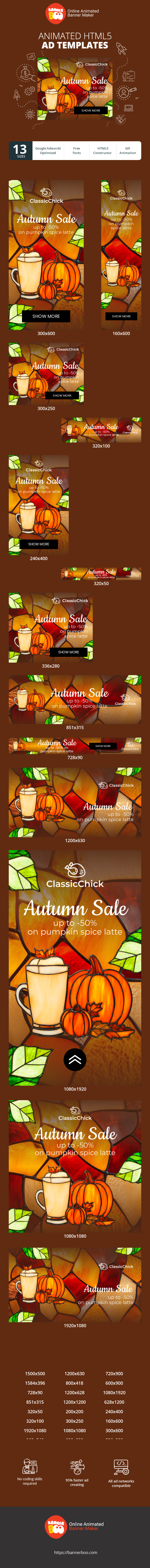 Szablon reklamy banerowej — Jesienna wyprzedaż — Do -50% na Pumpkin Spice Latte