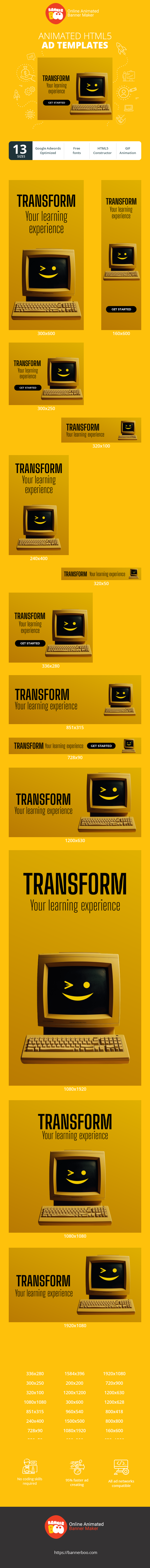 Banner ad template — Transform Your Learning Experience — Attend Our Online Webinar