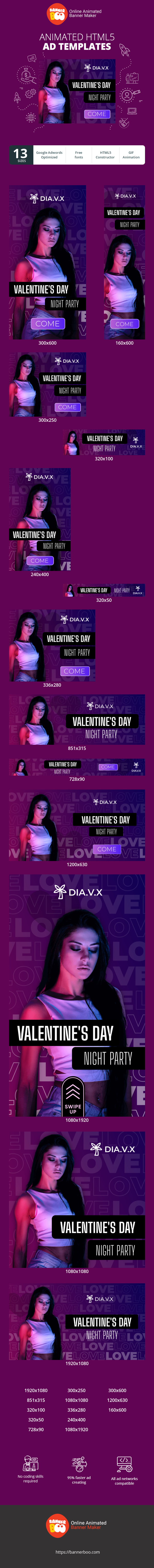Banner ad template — Valentine's Day — Night Party