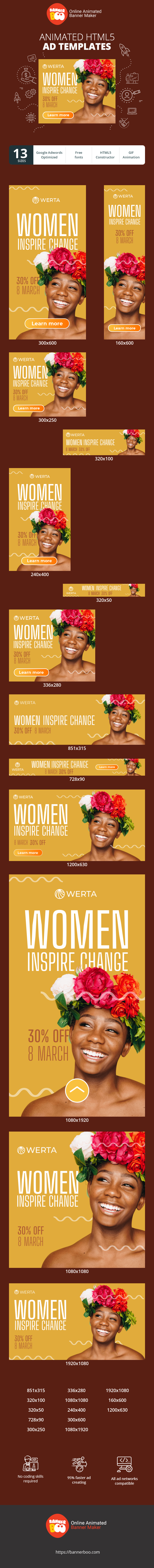 Banner ad template — Women Inspire Change — 30% Off 8 March