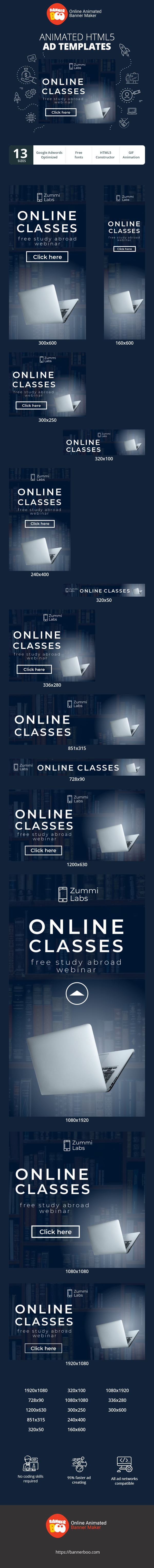 Banner ad template — Online Classes — Free Study Abroad Webinar