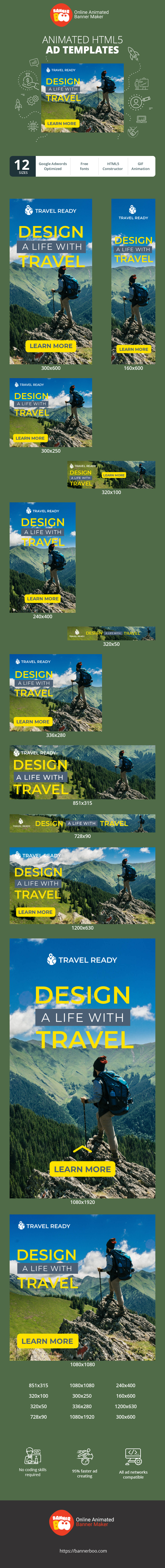 Шаблон рекламного банера — Design A life With Travel — Travel Agency