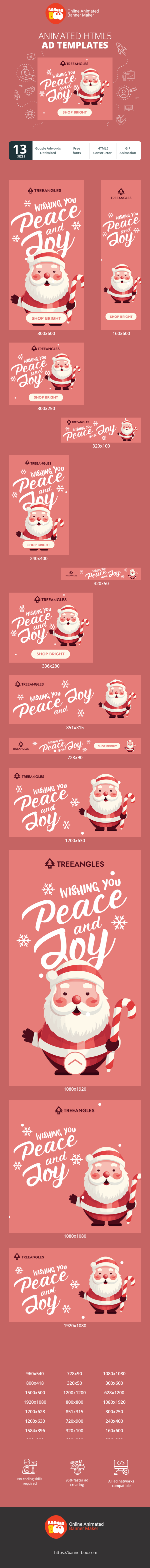 Banner ad template — Wishing You Peace And Joy — Christmas