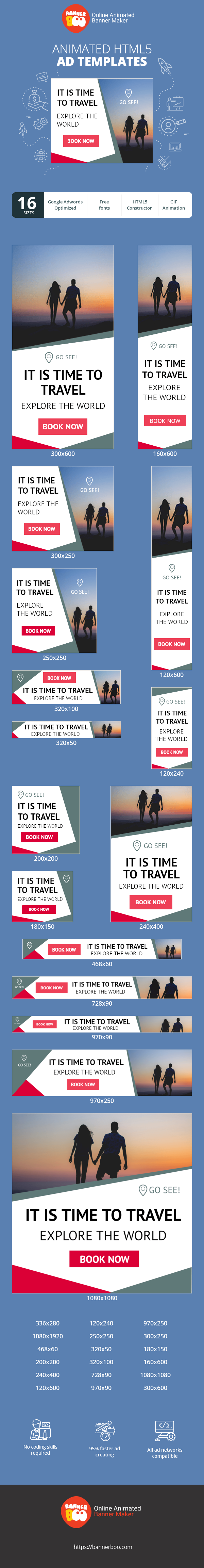 Banner ad template — It Is Time To Travel — Explore The World