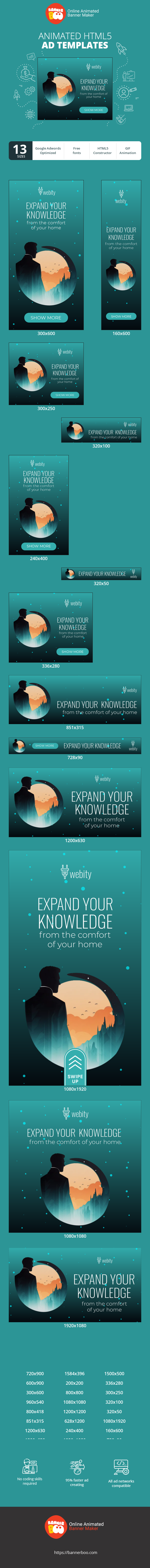 Шаблон рекламного банера — Expand Your Knowledge — From The Comfort Of Your Home
