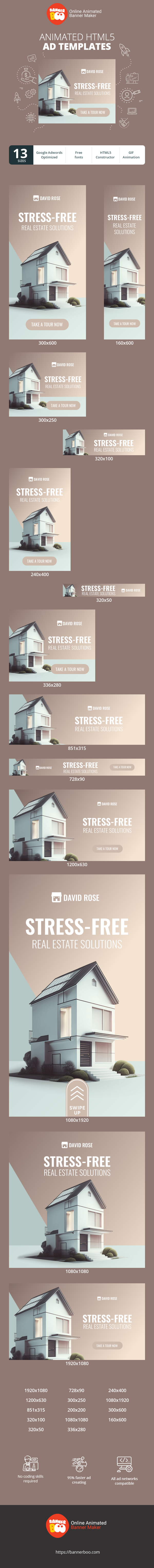 Szablon reklamy banerowej — Stress-free Real Estate Solutions — Real Estate