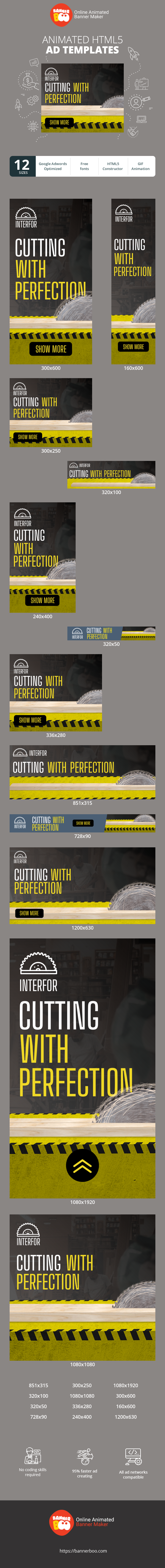 Banner ad template — Cutting With Perfection — Construction