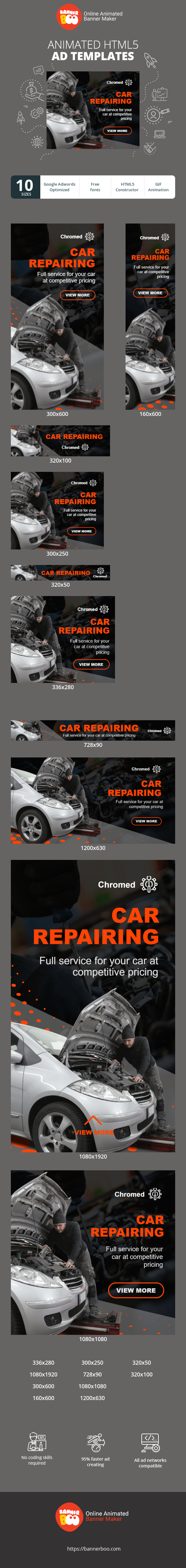 Banner ad template — Car Repairing — Full Service For Your Car At Competitive Pricing