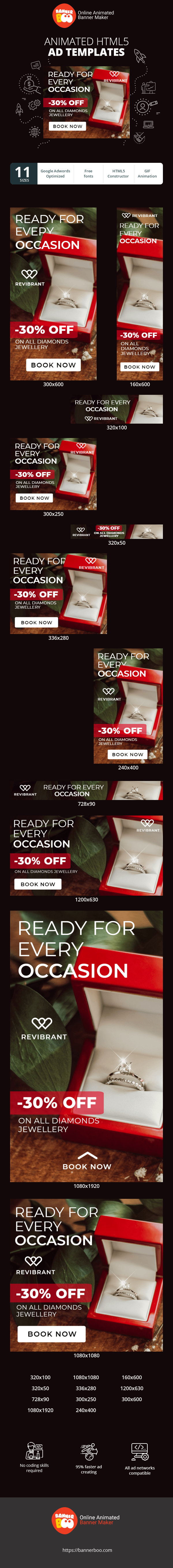 Banner ad template — Ready For Every Occasion — 30% Off On All Diamonds Jewellery