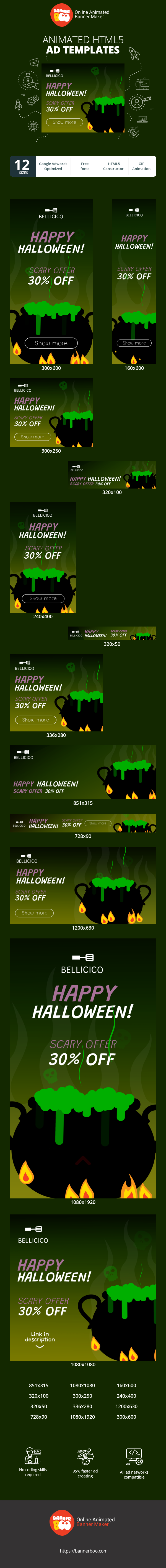 Banner ad template — Happy Halloween — Scary Offer 30% Off
