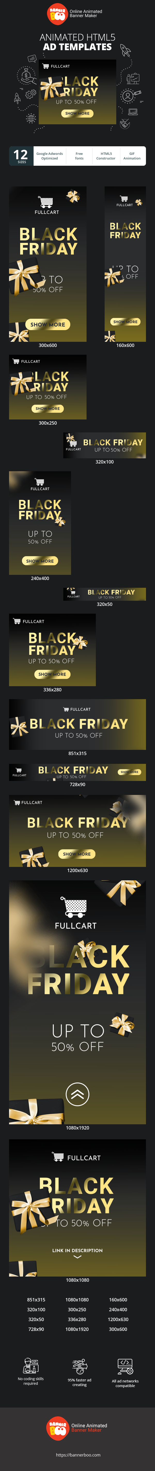 Banner ad template — Black Friday Gifts — Up To 50% Off