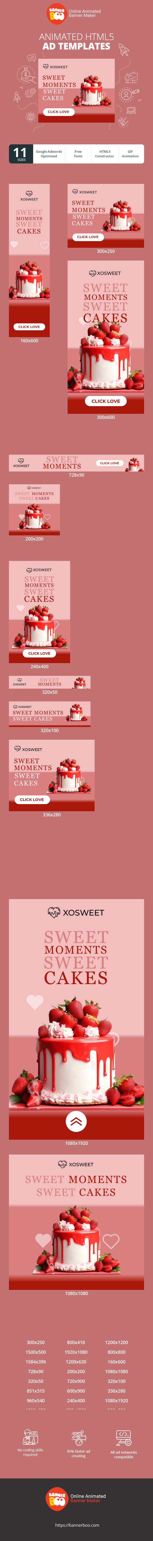 Szablon reklamy banerowej — Sweet Moments Sweet Cakes — Valentine's Day