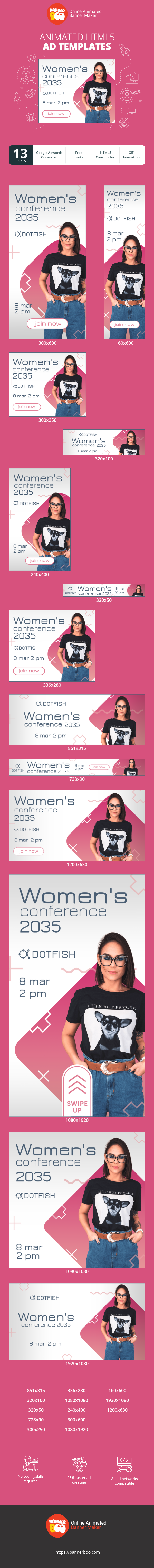 Banner ad template — Women's Conference 2035 — 8 Mar 2pm