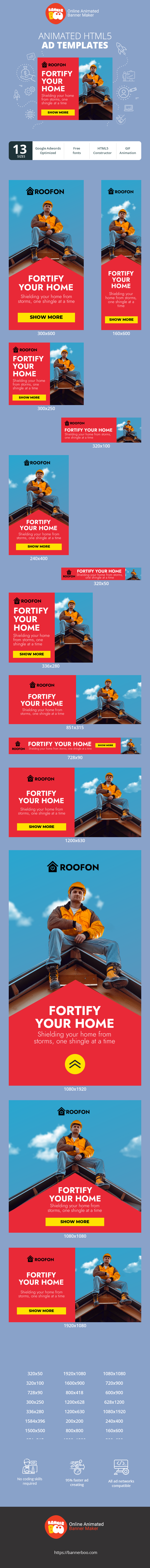 Banner ad template — Fortify Your Home — Shielding Your Home From Storms, One Shingle At A Time