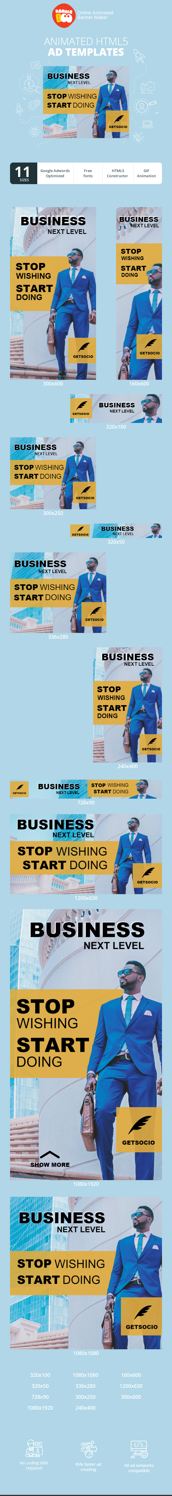 Banner ad template — Business Next Level  —  Stop Wishing Start Doing