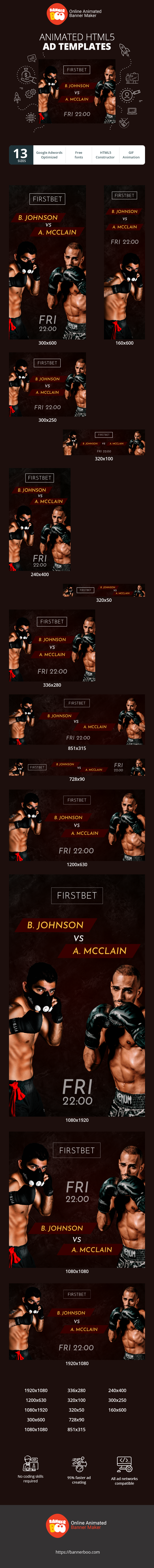Banner ad template — B.Johnson Vs A.McClain Fri 22:00 — Get Welcome Bonus