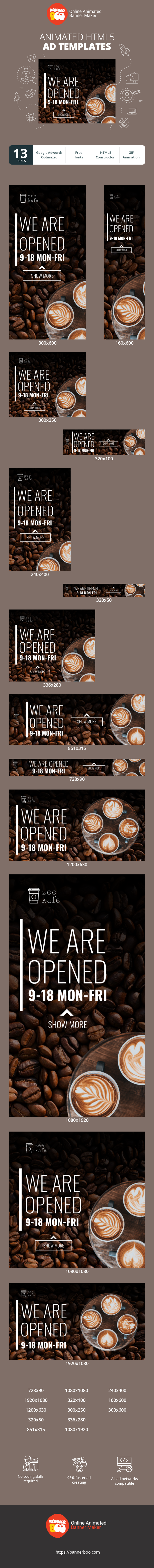 Szablon reklamy banerowej — We Are Opened — 9-18 Mon-Fri