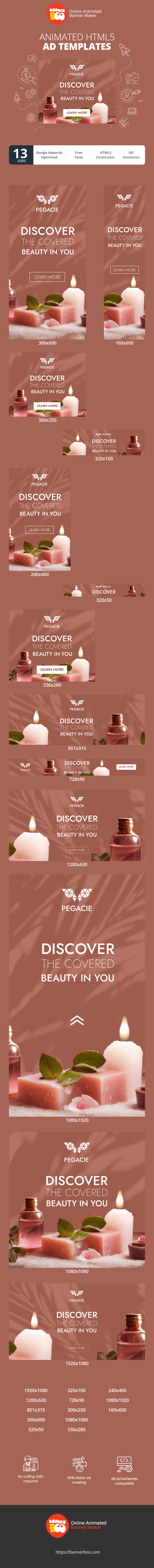 Banner ad template — Discover The Covered Beauty In You — Spa