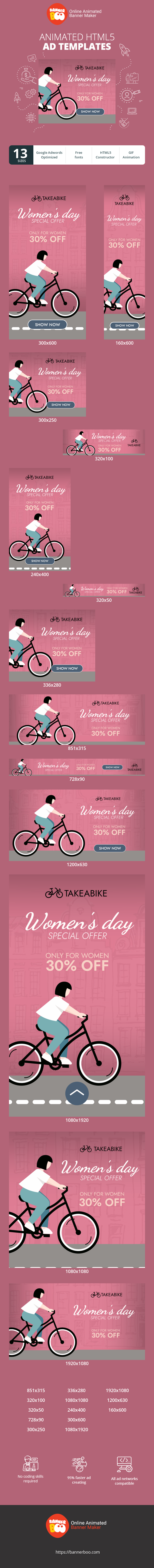 Шаблон рекламного банера — Women's Day Special Offer — Only For Women 30% Off