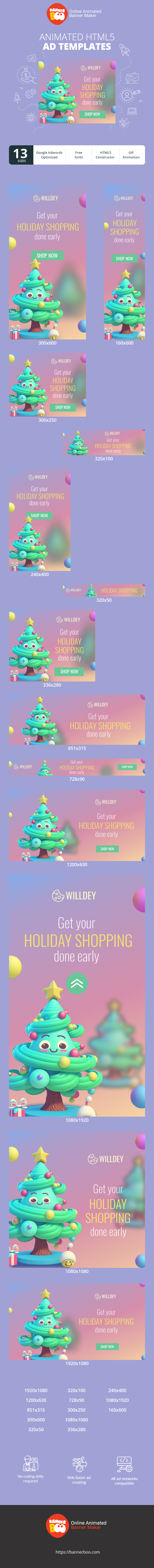 Banner ad template — Get Your Holiday Shopping Done Early — Christmas