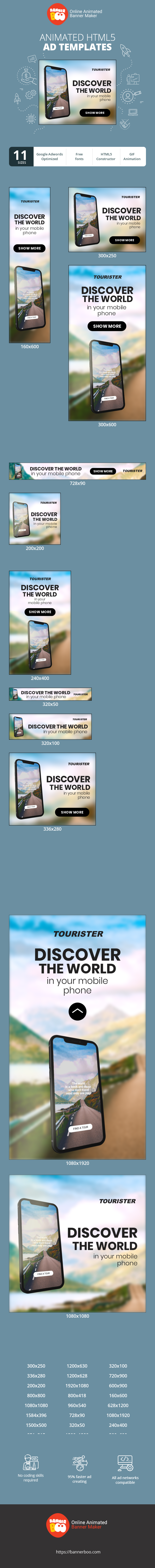Banner ad template — Discover The World In Your Mobile Phone — Book Your Tickets On Your Smartphone