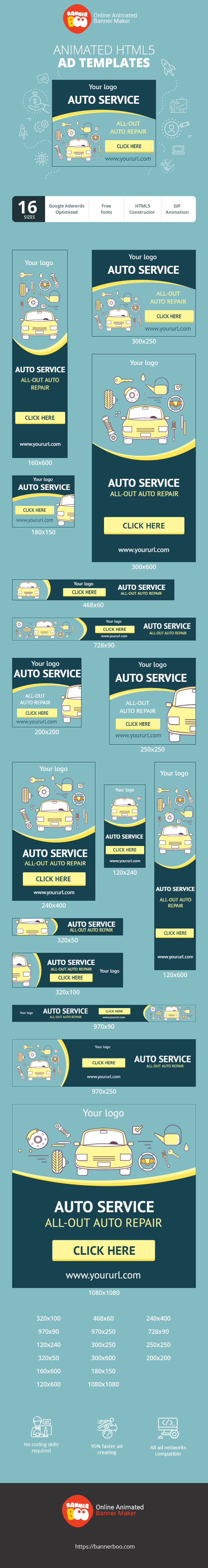 Szablon reklamy banerowej — Serwis samochodowy — kompleksowa naprawa aut