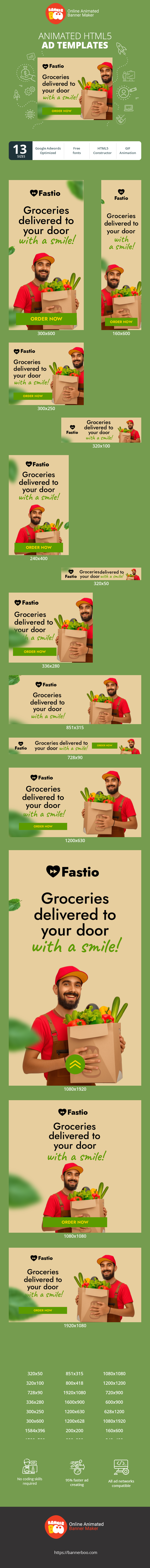 Szablon reklamy banerowej — Groceries Delivered To Your Door With A Smile! — Grocery Delivery