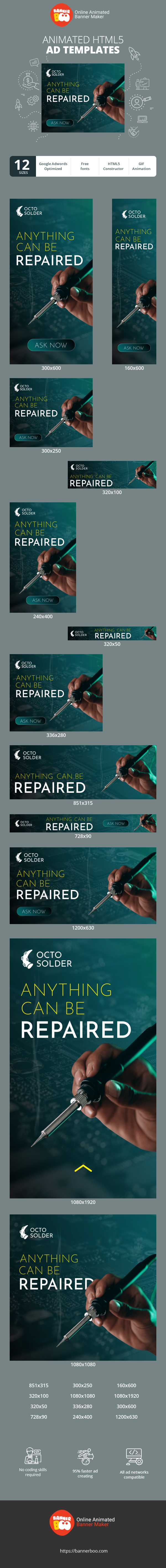 Banner ad template — Anything Can Be Repaired — Soldering