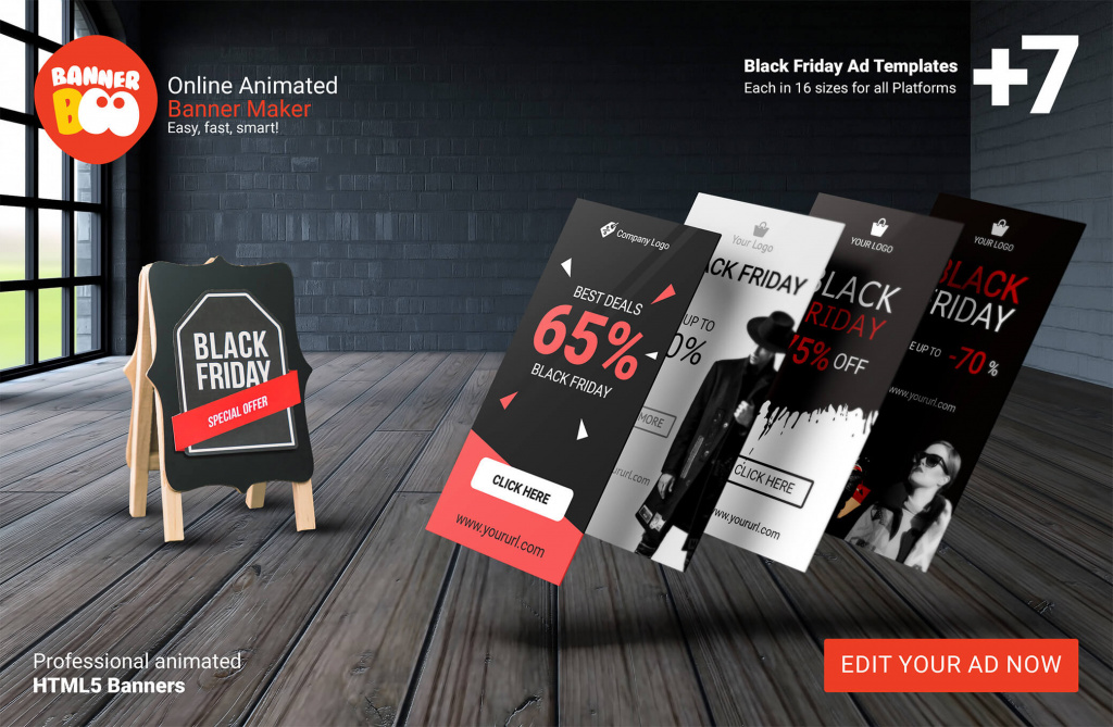 BannerBoo :: Black Friday and Cyber ​​Monday — Ready-made animated banner  templates to quickly launch your ad campaigns