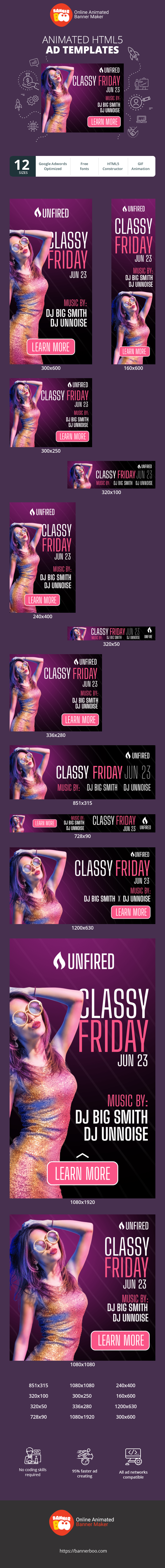 Szablon reklamy banerowej — Classy Friday — Jun 23 Music By: Dj Big Smith Dj Unnoise