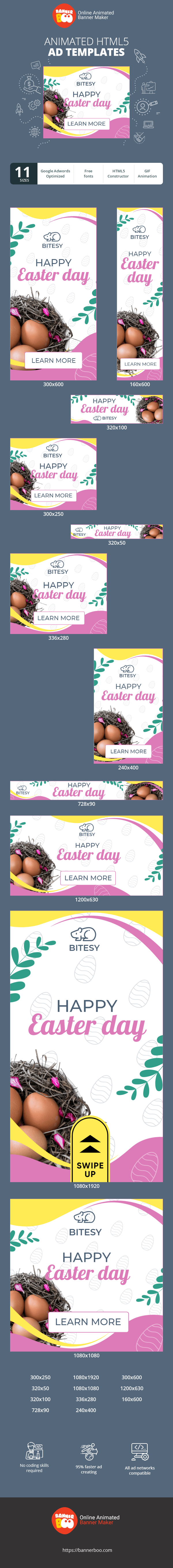 Banner ad template — Happy Easter Holiday — Easter Nest