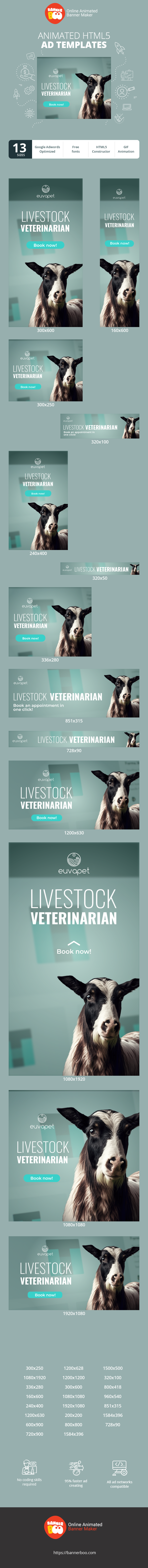 Шаблон рекламного банера — Livestock Veterinarian — Book An Appointment In One Click!