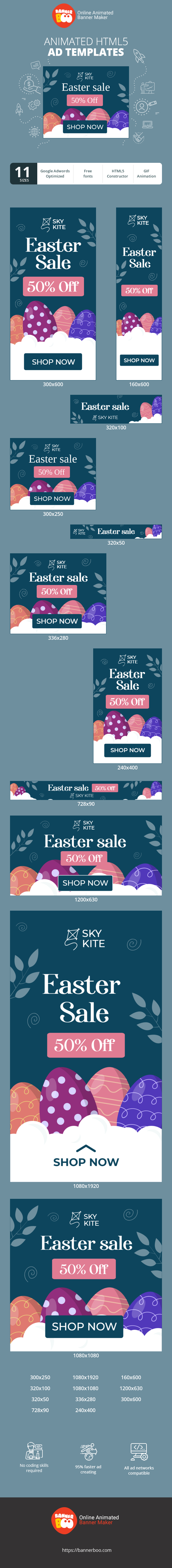 Banner ad template — Easter Sale — 50% Off