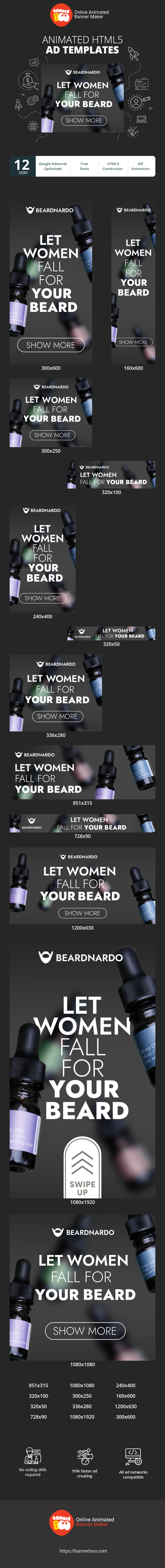 Banner ad template — Let Women Fall For Your Beard — Beard Oil