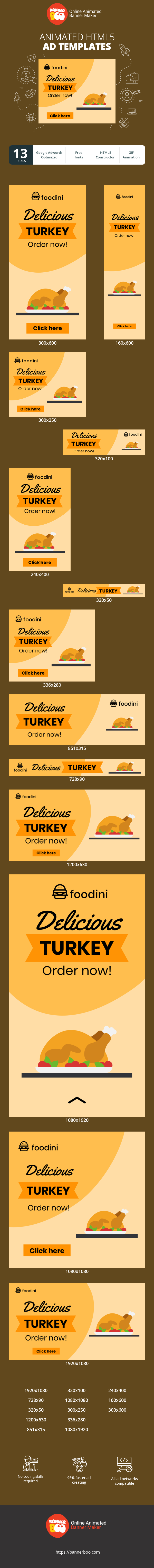 Szablon reklamy banerowej — Delicious Turkey — Order Now