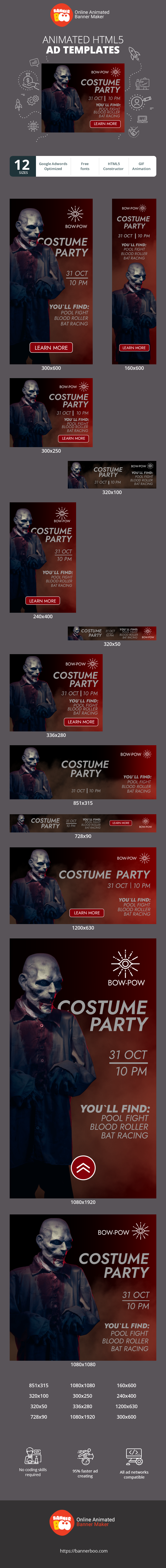 Szablon reklamy banerowej — Kostümparty — 31. Okt 22 Uhr Du findest: Pool Kampf Blut Roller Bat Rennen