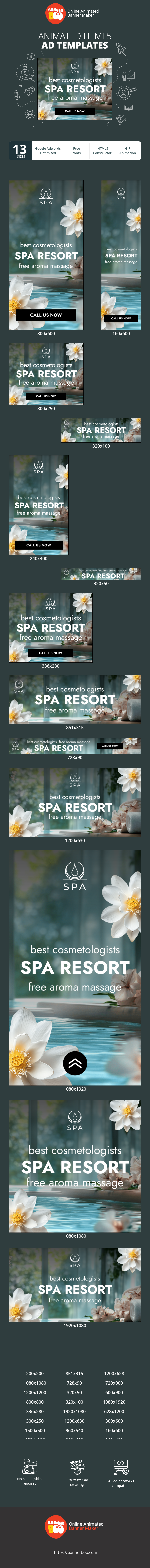 Szablon reklamy banerowej — Ośrodek Spa — Najlepsi Kosmetolodzy, Darmowy Masaż Aromatyczny