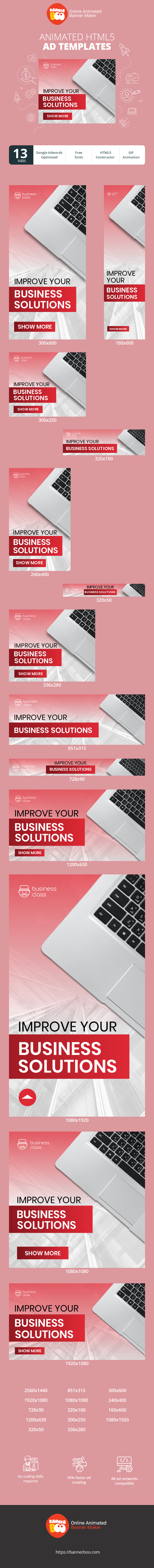 Banner ad template — Improve Your Business Solutions — Online Courses