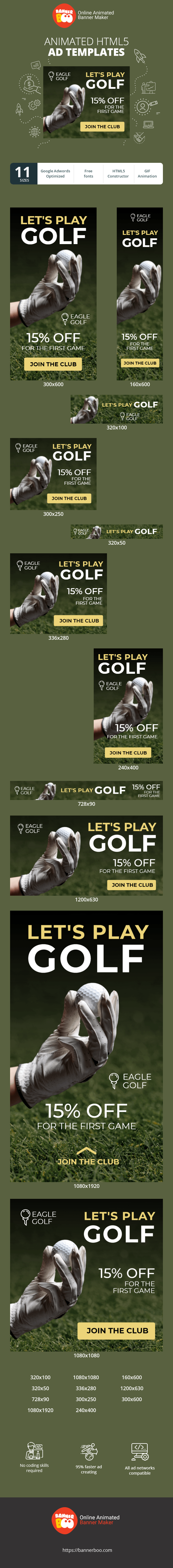 Banner ad template — Lets Play Golf — 15% Off For The First Game
