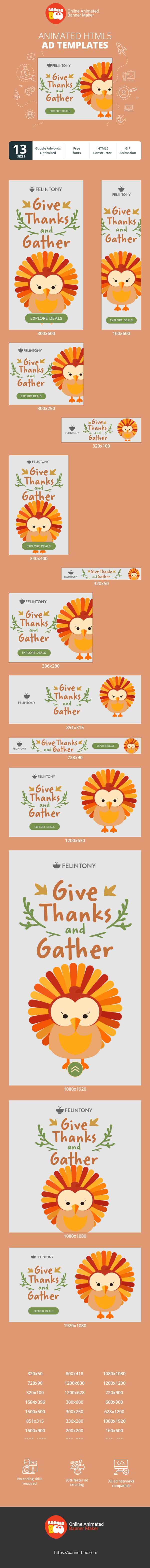 Шаблон рекламного банера — Give Thanks And Gather — Thanksgiving Day