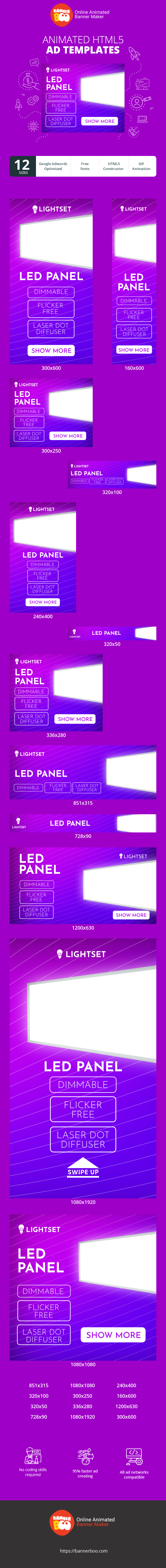 Banner ad template — Led Panel — Dimmable Flicker Free Laser Dot Diffuser