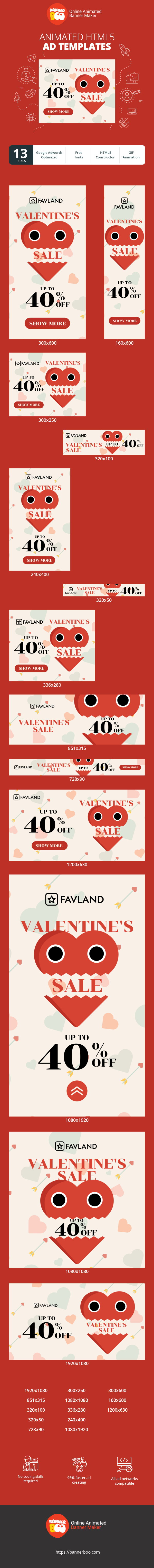 Banner ad template — Valentine's Sale — Up To 40% Off