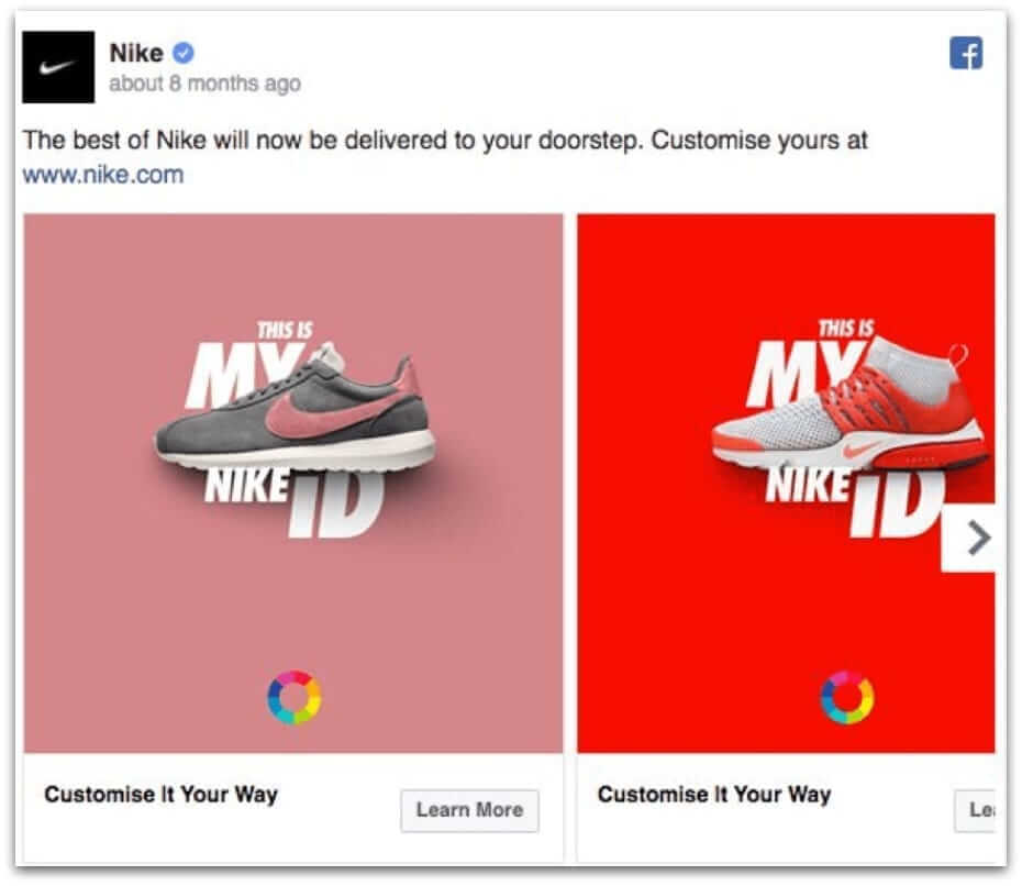 фейсбук реклама в форматі кольорової каруселі